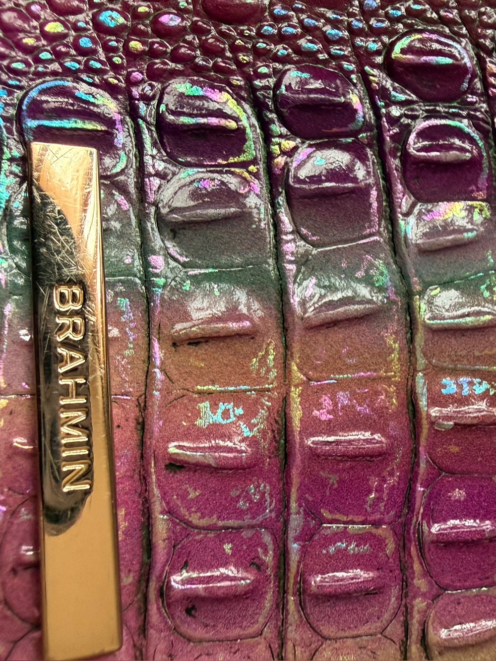 Brahmin Purple Multicolor Croc-Embossed Crossbody Bag - Picture 4 of 8